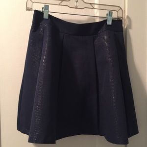 Navy shimmer flared skirt